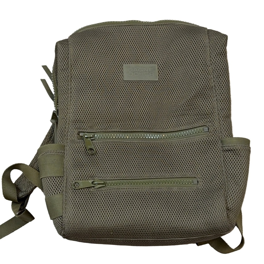 Dagne Dover Mesh Backpack Olive Green w/ Pouch Women's Bag Functional Zippers